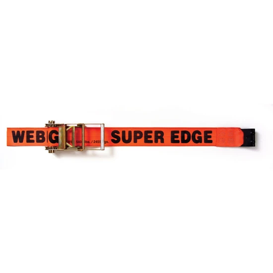 4 Inch Super Edge Webbing Orange Polyester Ratchet Strap