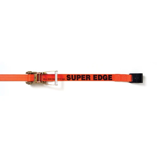 2 Inch Orange Polyester Super Edge Ratchet Strap - 3335 Lb WLL