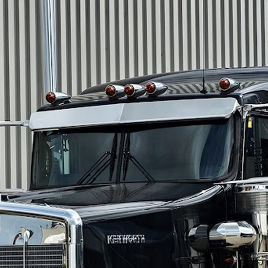 12 Gauge Customs 6.5 Inch Stainless Steel Colorado Style Visor For Kenworth T600, T660, T800, W900B/L AeroCab