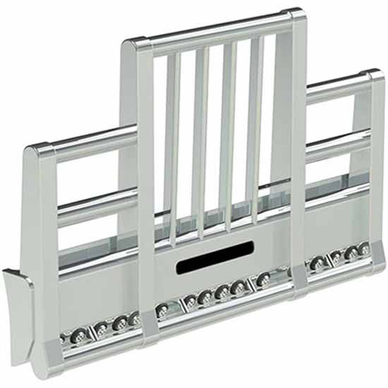 Herd Aluminum Super Road Train Grille Guard W/ Vertical Bars, Slam Latch & Lift Assist For Kenworth W900L/Aerocab