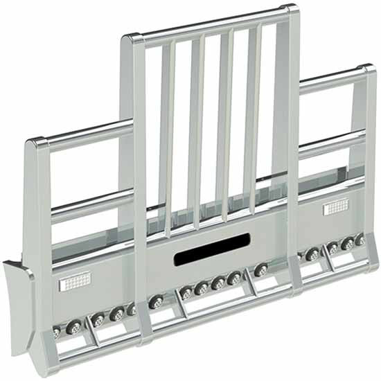 Herd Bumper Guard W/ Oval Lights, Slam Latch, Lift Assist, Vertical Tubing & Row Of 2 Inch Lights For Kenworth W900L