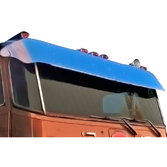 15 Inch Stainless Steel 2 Piece Drop Visor W/ 3/4 Inch Light Holes For Peterbilt 362 Cabover