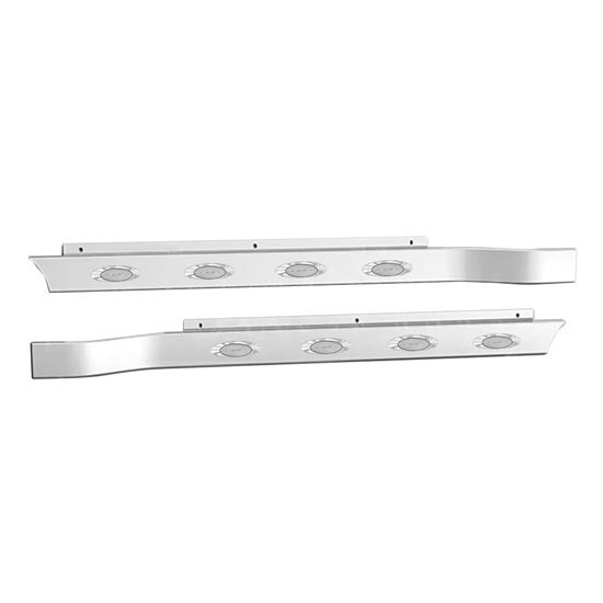 Minimizer 3 Inch Stainless Steel Cab Panel W/ 8 M5 Lights- Amber LED/ Clear Lens For Peterbilt 589
