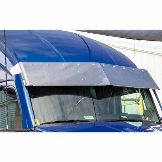 15 Inch Stainless Steel Drop Visor W/ M1 Light Holes For Kenworth T680