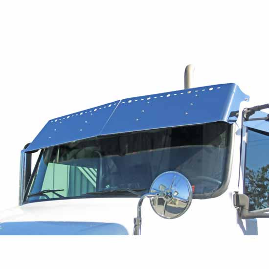 17 Inch Stainless Steel Drop Visor W/ 10 Combo Light Holes For Volvo Gen I Day Cab W/ A Flat Top