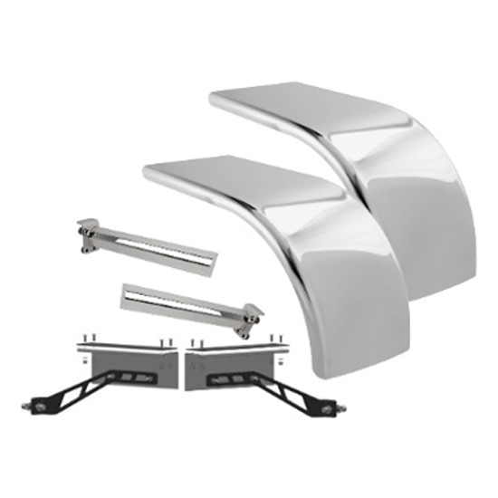Hogebuilt 72 Inch Stainless Steel Low Rider Half Fender Kit For Peterbilt 2005 & Newer Low Rider W/ Lo-Air 22.5 Tires