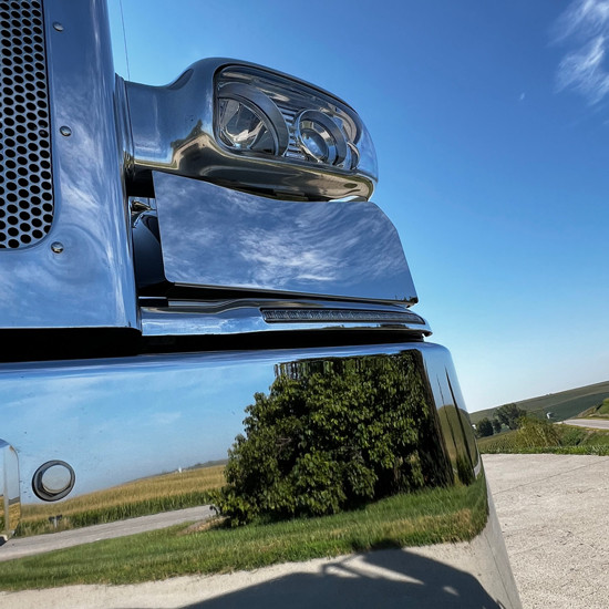 Stainless Steel Fender Guard For Peterbilt 589 W/ Round Pod Style Headlights