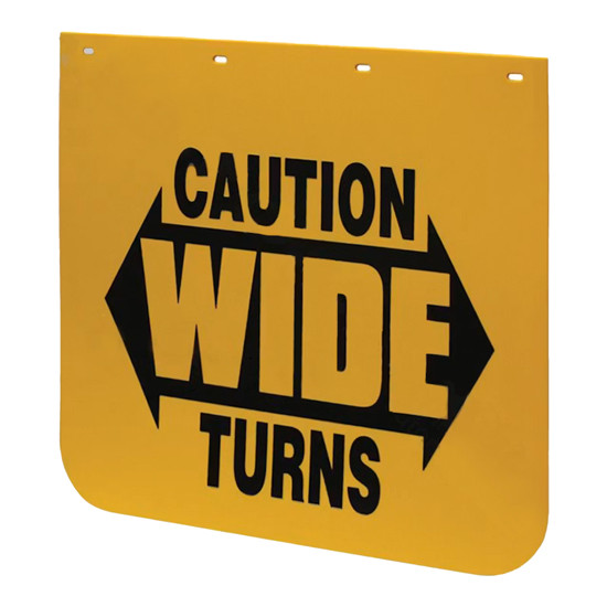 24 X 24 Inch Yellow Caution Wide Turns Poly Mud Flap