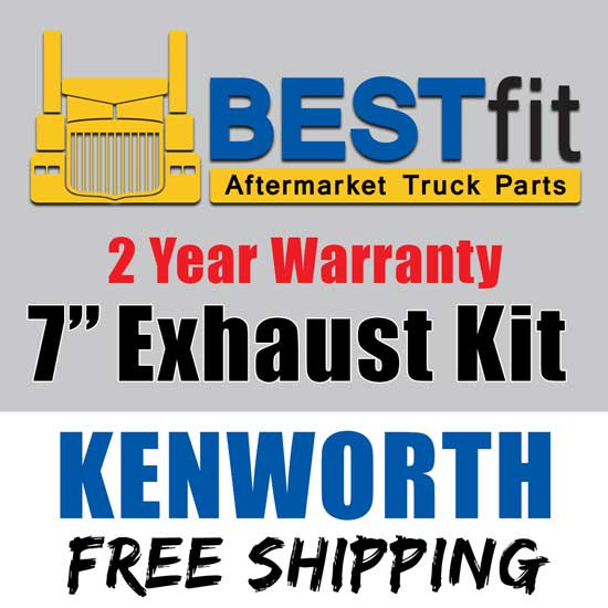BESTfit Chrome 7 Inch Exhaust Kit For Kenworth W900B/W900L AeroCab 1994-2007 W/40 Inch Steps
