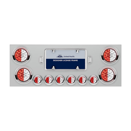 Stainless Steel Rear Center Panel With 4- 4 Inch & 6- 2 Inch 7 LED Double Fury LED Lights & Visors