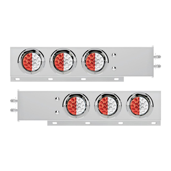 2-1/2 Inch Bolt Pattern Stainless Steel 30 Inch Spring Loaded Light Bar With 6X Double Fury 19 LED Lights & Visors