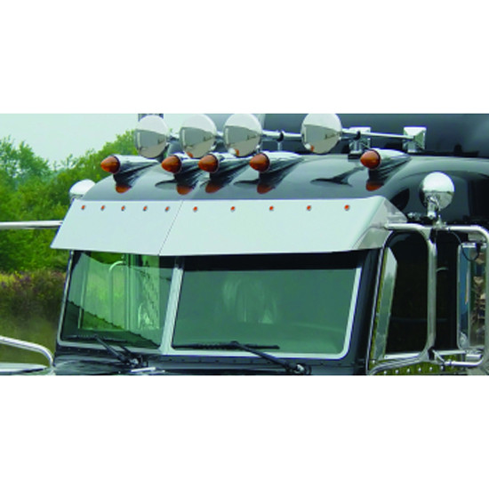 Roadworks Blind Mount Visor With Amber LEDS / Amber Lens For Peterbilt 2005+