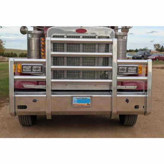 Aluminum Foreman 4 Post I-Beam Upright Bumper Grille Guard W/ Vertical Pipes For Peterbilt 378 SFA