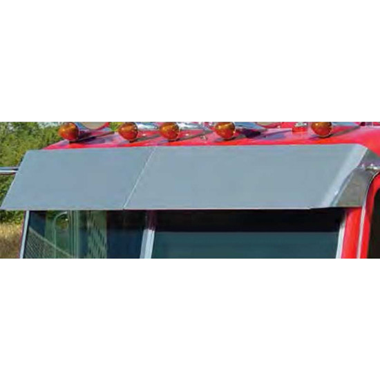 Roadworks 13.5 Inch Stainless Steel Louvered Drop Visor For Peterbilt 388 & 389
