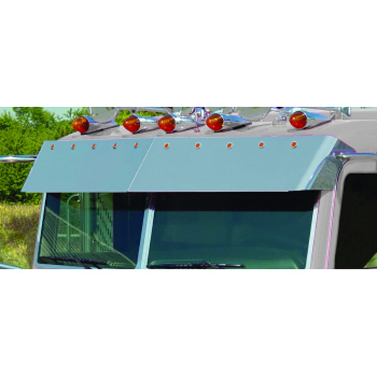 Roadworks 14 Inch Blind Mount Visor With 10 Button Lights - Amber LEDS / Amber Lens For Peterbilt 2005 & Newer