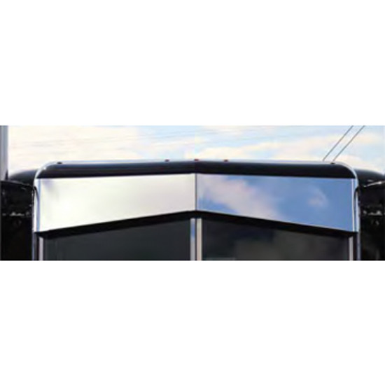 Roadworks Stainless Steel Post Mount Darwin Untie Visor W/ 10 Amber Button Lights For Peterbilt 2005 & Newer