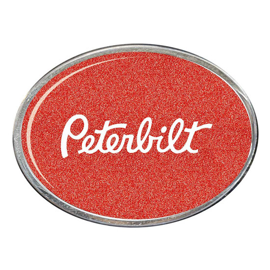 Metallic Red Oval Belt Buckle W/ Peterbilt Logo