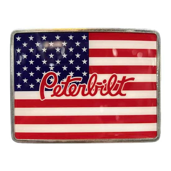 US Flag Rectangular Belt Buckle W/ Peterbilt Logo