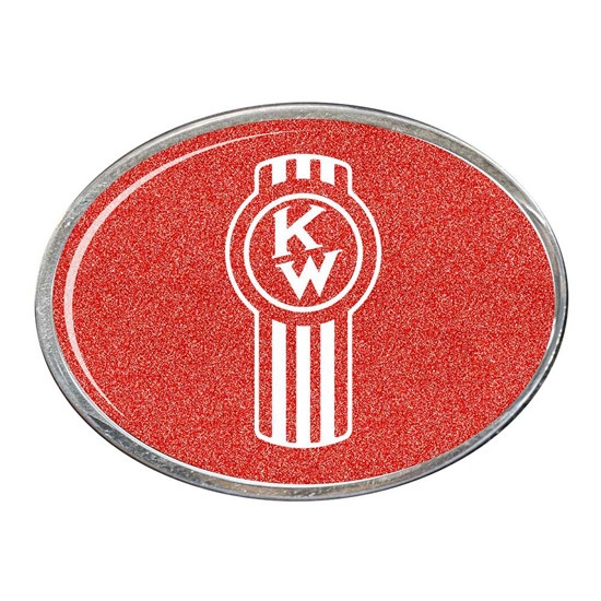 Metallic Red Oval Belt Buckle W/ Old Kenworth Logo