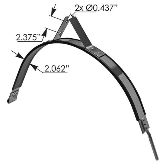 Stainless Steel Fuel Tank Strap W/ Step Bracket- 2.062 X 45.25 Inch For Kenworth W/ 24.5 Inch Diameter Tanks