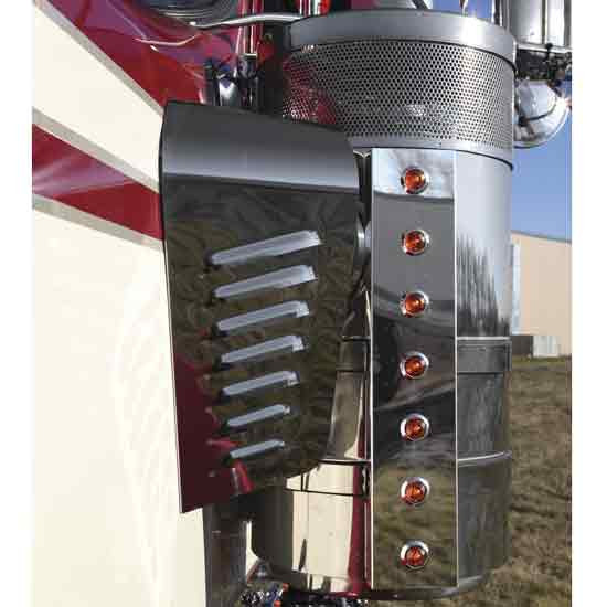 Stainless Steel Front Air Cleaner Light Panel W/ 14 Bullseye Light Holes For Kenworth W/ 15-Inch Donaldson Air Cleaner