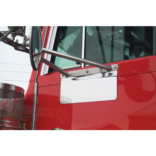 7.375 X 5.5 Inch SS Door Permit Panels For Peterbilt W/ Cab Mounted Mirrors