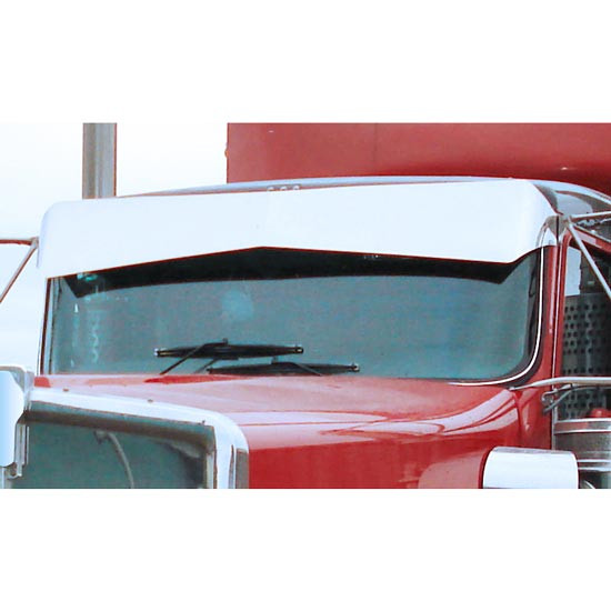 12 Gauge Customs 11 X 7 Inch Brushed Stainless Steel Reverse Bowtie Visor- Side Mount For Kenworth AeroCab