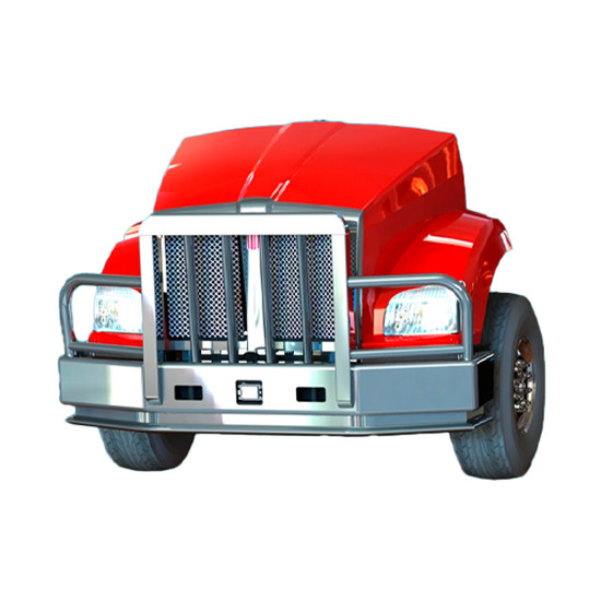 Aluminum Grizzly Boxed 2 Post Moose Bumper Guard W/ Bullet Shaped Vertical Bars For Kenworth T880 2021 & Newer