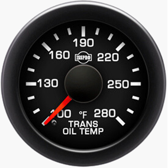 EV2 2-1/16 Inch Transmission Oil Temperature Gauge 100-280F W/ Black Bezel & Built-In Warning Light
