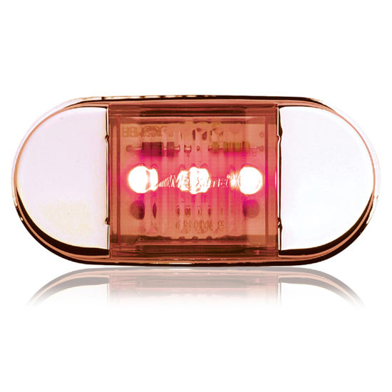 3 Diode Oval Courtesy LED Light W/ Bezel- Red LED/ Red Lens