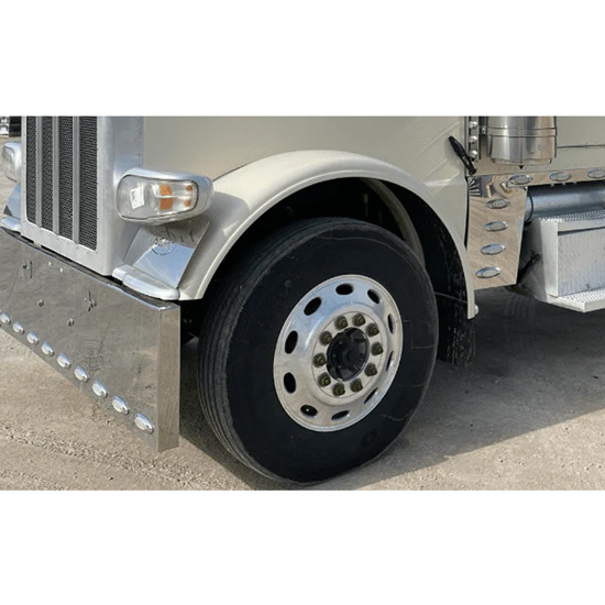 Fiberglass Paintable Replacement Front Fender 87 Inch W/ Built In Mud Flap Bracket For Peterbilt 389