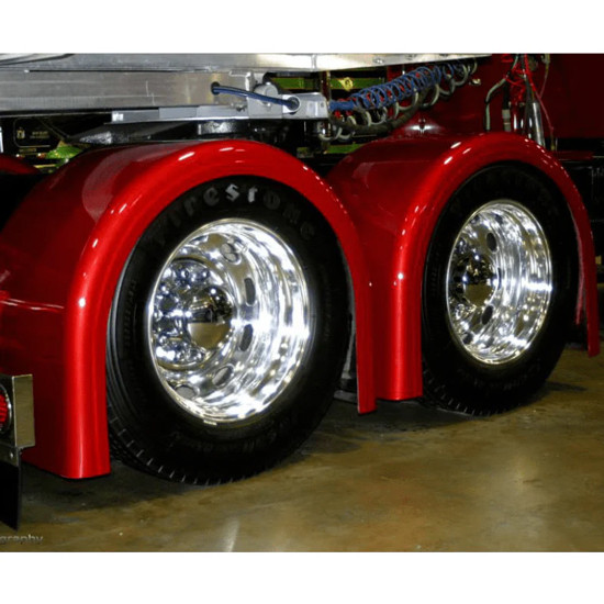 Fiberglass Paintable Single Axle Full Radius Fender Set 38 Inch Drop W/ 2.5 Inch Lip