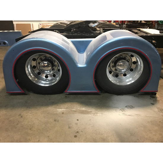 Fiberglass Paintable Camello Double Hump Fender Set 38 Inch Drop W/ 7 Inch Sidewall For 52 & 54 Inch Axle Spread