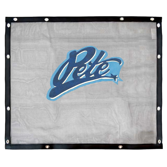 Navy Blue Pete Logo Black Mesh Bug Screen With Black Vinyl Trim For Peterbilt 379 127BBC