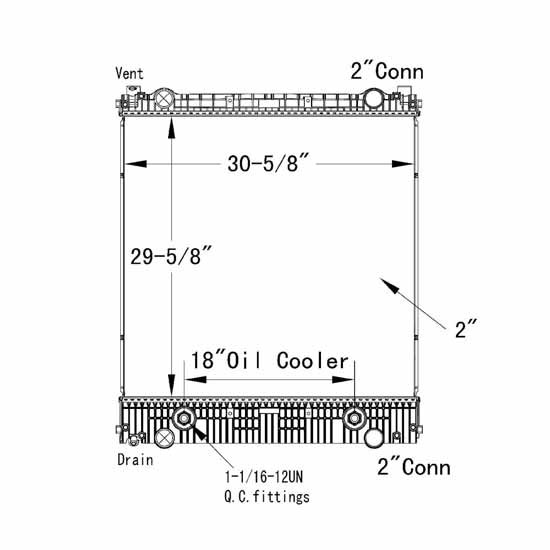 BESTfit Plastic Aluminum Radiator 30.625 X 29.625 X 2 Inch 1 Row Replaces 437238P, 900051, R6366001 For Freightliner