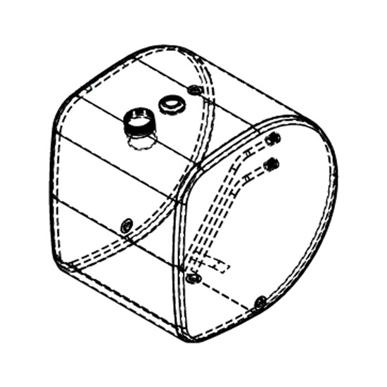 BESTfit Aluminum Reverse D Fuel Tank 50 Gallon- 26 X 26 X 20 Inch- Center Fill- Passenger Side For Volvo