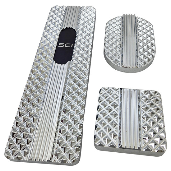 SCI Diamond Billet Foot Pedal Set W/ Accelerator, Brake & Clutch Pedal Cover For Kenworth T440, T470, T700, T800 & W900