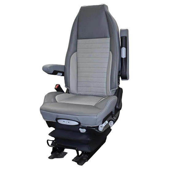 Vendetta Premium High Back Air Seat Gray 2 Tone Leather W/ Black Stitching STD Base & Heating Vent System