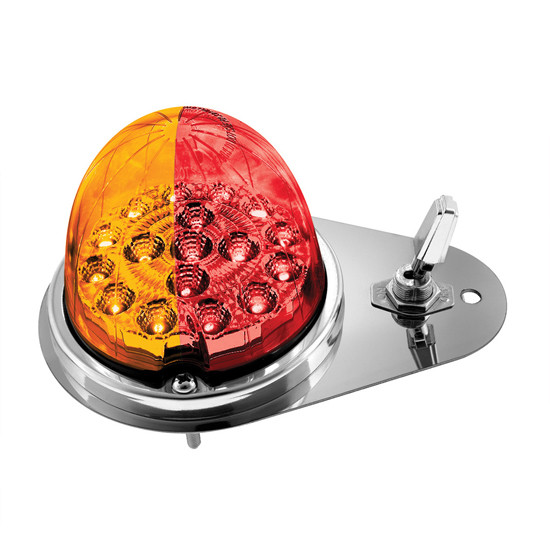 Above Door Dome Light Kit Double Fury Watermelon Light Stainless Steel W/ 17 LED & Color Option For Kenworth T600, T660, T800 & W900L/B