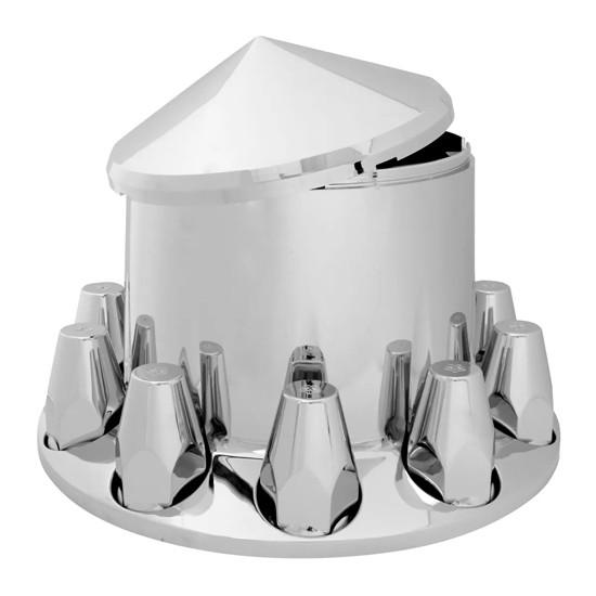 Chrome ABS Rear Cone Axle Cover W/ Removable Cone Cap & 3 Inch Nut Covers