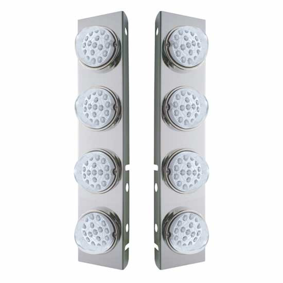 Front Air Cleaner Panels With 8 Amber LED Clear Lens Dual Function Lights For Peterbilt 378, 379