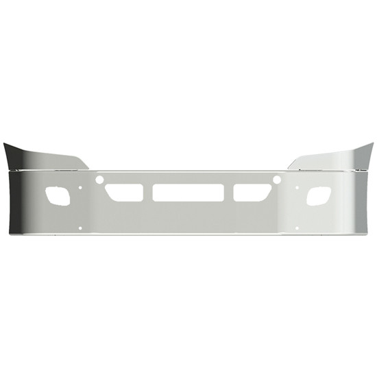 VC 16 Inch Stainless Steel SBA Bumper W/ Wrap Around Ends, Tow/Hitch, Vent & 2 Fog Light Holes For Freightliner Cascadia 113/125