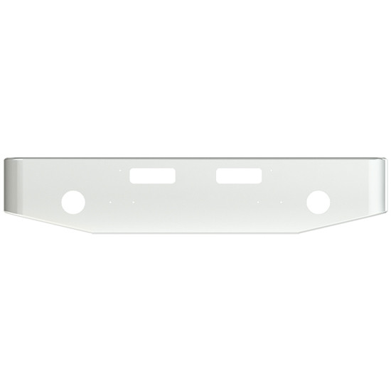 VC 16 Inch Chrome Steel Bumper W/ Tapered Rolled Ends, Mounting/Vent & Round Fog Light Holes For GMC Brigadier
