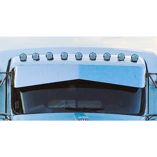 12 Gauge Customs 7 X 11 Inch Stainless Steel Reverse Bowtie Visor For Kenworth T600, T660, T800, W900 W/ Curved Windshields