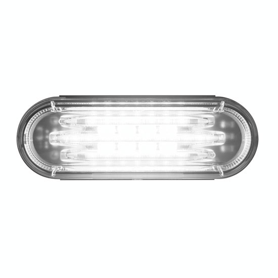 White Oval Saber Light Bar LED Stop, Turn & Tail Light W/ Clear Lens