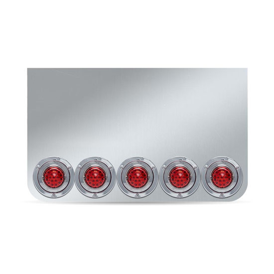 Stainless Steel Rear Center Panel 33 X 3.24 X 20 Inch W/ 20 Inch Drop, 5 Star Burst Watermelon Red LEDs & Lens Color Options
