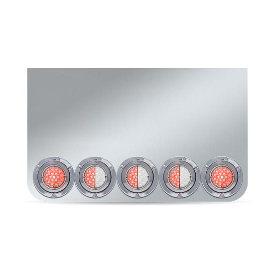 Stainless Steel Rear Center Panel 33 X 3.24 X 20 Inch W/ 2 Red LED & 3 Dual Revolution Watermelon LED Color Options, 20 Inch Drop & Clear Lens