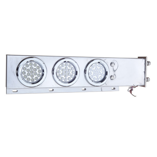 Stainless Steel Mud Flap Hangers 30 Inch W/ 6 Round 4 Inch Dual LEDS W/ Color Options & 3/4 Inch Bolt Spacing