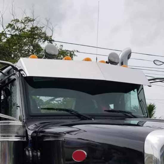 13.5 Inch Stainless Steel Sun Visor For Peterbilt 1987 & Newer W/ Curved 1-Pc Windshields