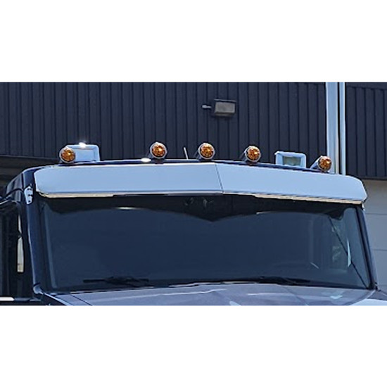 12 Gauge Customs 8 Inch Stainless Steel Drop Visor For Peterbilt 567, 579 & 589/Kenworth T680, T880 & W900